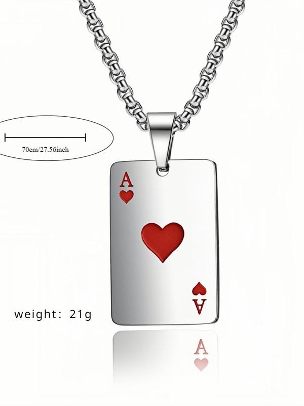 Unisex Street Style Poker Design Pendant Necklace, Trendy Novelty Charm Necklace, Chic All-match Vintage Jewelry As Gift for Women & Men