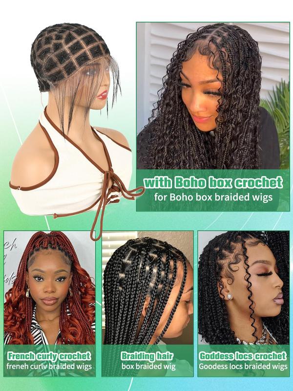 Breathable Lace Crochet Wig Cap, Natural Knots Braided Wig Cap for Braiding Full Lace Braided Wig, Glueless Crochet Wig Cap for Making Crochet Hair Braids Hairstyles