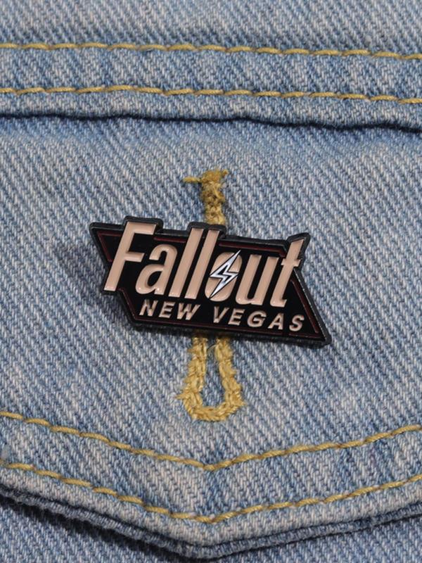 Fallout Letter Design Brooch, 2024 New Style Enamel Pin Suitable for Backpacks, Jeans, Scarves, Hats Decoration, Trendy All-match & Exquisite Brooch for Birthday Gift