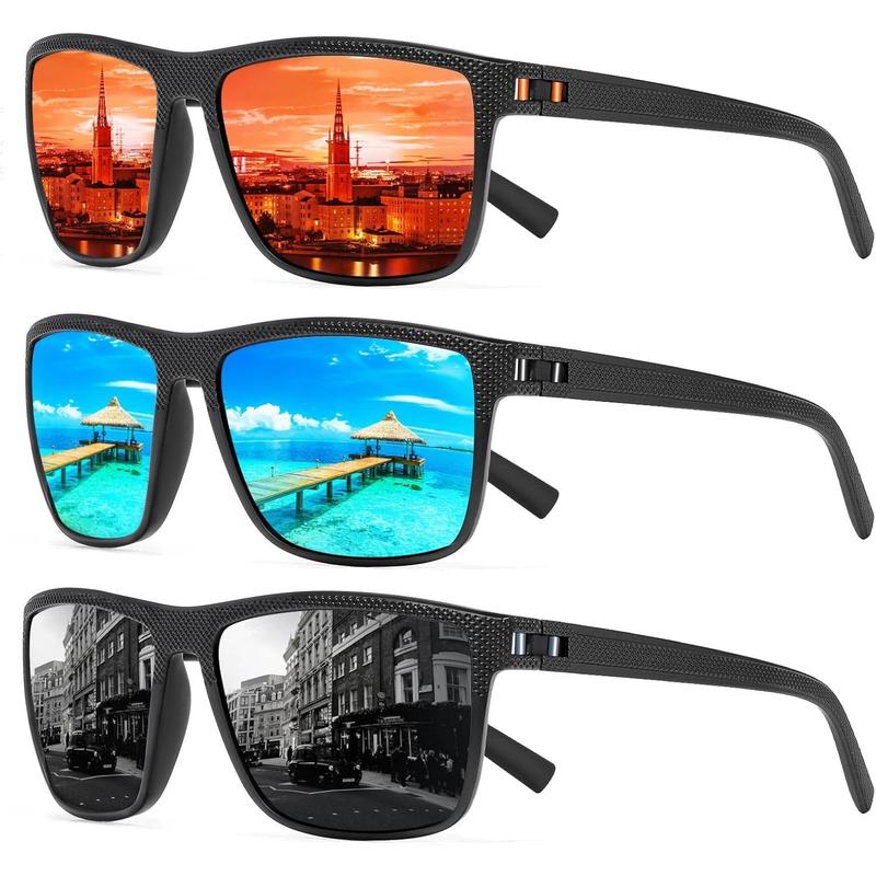 Square Polarized Sunglasses for Men and Women Lightweight Frame Sun Glasses with UV Protection