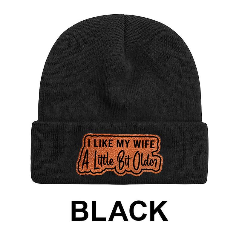 I Like My Wife A Little Bit Older Hat, I Like My Husband A Little Bit Younger Leather Patch For Trucker Hat And Beanie, Beanie Hat for Men & Women, Hat for Fall & Winter, Fashion Accessories for Cold Weather, Winter Hat, Beanie Gifts Christmas