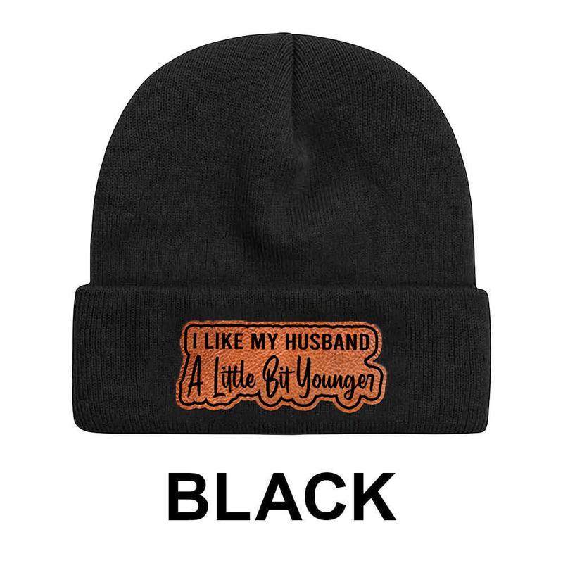 I Like My Wife A Little Bit Older Hat, I Like My Husband A Little Bit Younger Leather Patch For Trucker Hat And Beanie, Beanie Hat for Men & Women, Hat for Fall & Winter, Fashion Accessories for Cold Weather, Winter Hat, Beanie Gifts Christmas