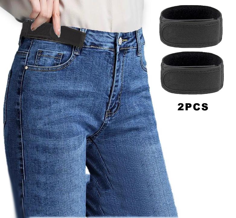 2-Pack Black Unisex Elastic Outdoor Velcro Belt | Breathable Buckle-Free Design | Convenient & Comfortable