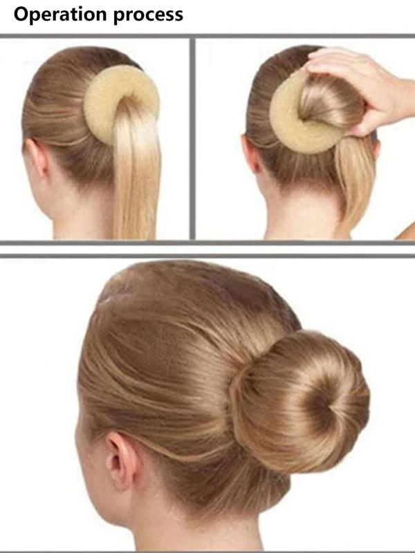 Solid Color Donut Shaped Hair Tie for Hair Bun, 4 Counts set Minimalist Elastic Hair Bun Makers, Casual Versatile Hair Accessories for Women & Girls