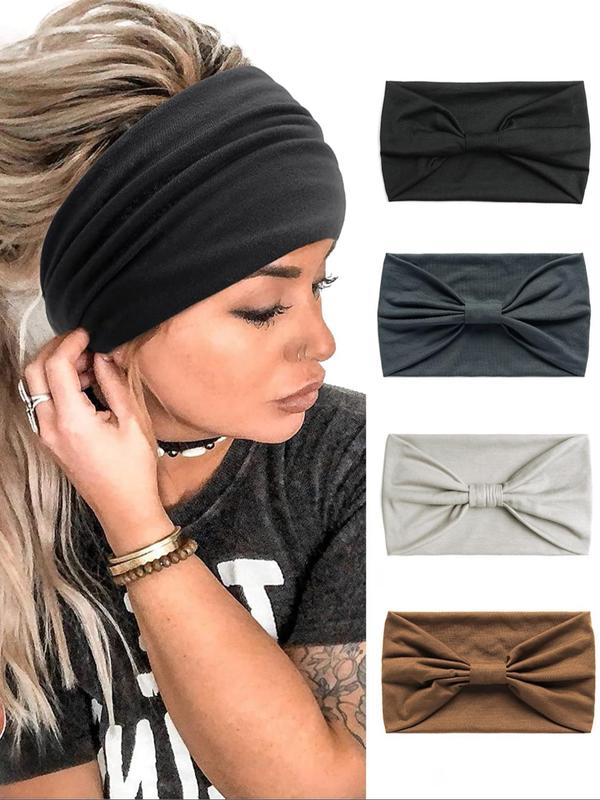 Paisley Pattern Knot Design Hair Band, 4 Counts Boho Wide Elastic Hair Wraps for Gym Workout, Hairstyles Ideas, Hair Accessories for Yoga Wear, Dance for Cute Hairstyles, Birthday Gifts