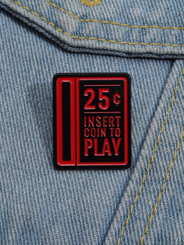 Insert Coin Design Brooch, Enamel Pin Suitable for Backpacks, Jeans, Scarves, Hats Decoration, Trendy All-match & Exquisite Brooch for Birthday Gift