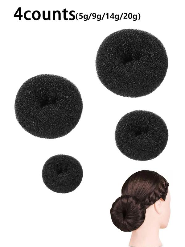 Solid Color Donut Shaped Hair Tie for Hair Bun, 4 Counts set Minimalist Elastic Hair Bun Makers, Casual Versatile Hair Accessories for Women & Girls