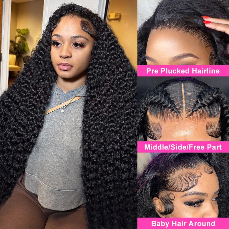 Luvin 40 42 Inch Deep Wave 13x6 HD Transparent Lace Frontal  Wigs 250% Remy13x4 Water Curly Front Wig For Women