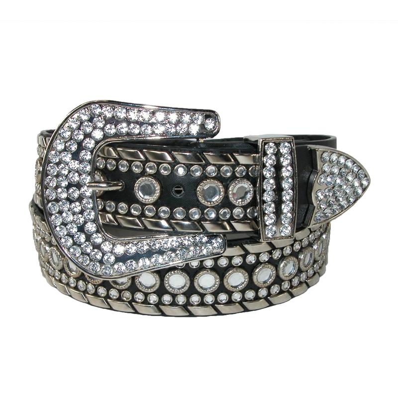 CTM Women's 1 1 2 Inch Western Rhinestone Belt (Plus Size Available)