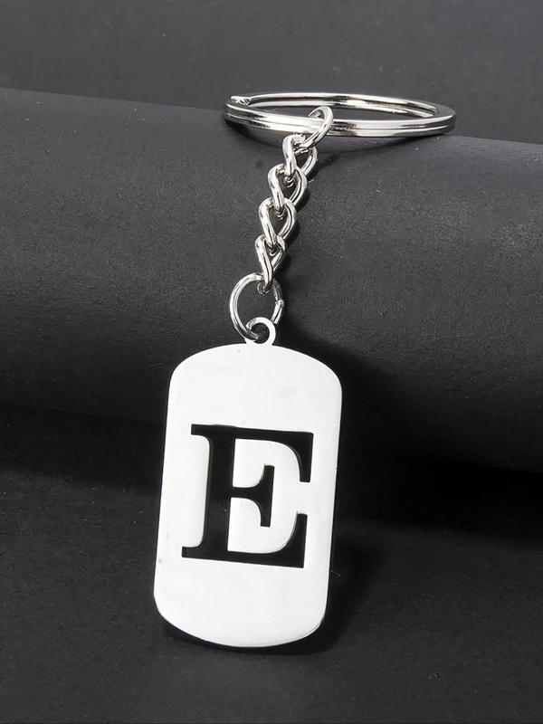 Letter Pattern Keychain, Stainless Steel Keychain for Women & Men, Fashion Accessories for Daily Use, Trendy All-match & Exquisite Keychain for Birthday Gift