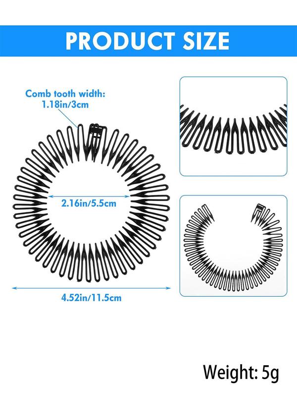 Solid Color Circular Stretch Comb Headbands Set, Hair Styling Set, Hair Styling Tool for Women & Girls, Fashion Hair Accessories for Daily Use