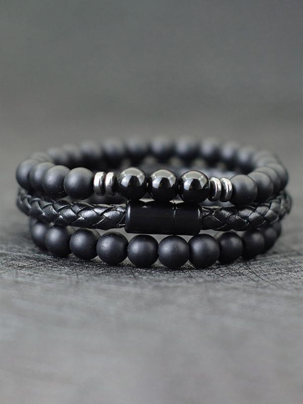 Men's Vintage Beaded & Braided Bracelet, Fashionable Bracelet for Men, Casual Trendy Accessories for Party, Daily Decor