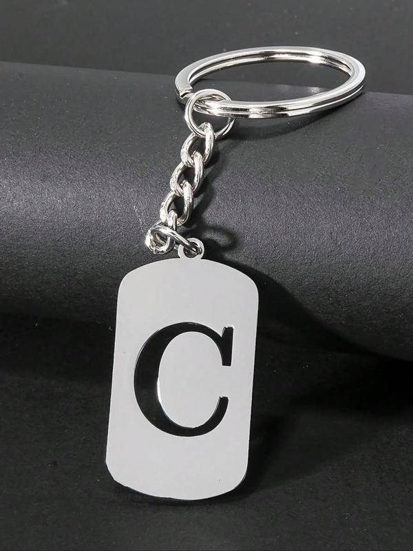 Letter Pattern Keychain, Stainless Steel Keychain for Women & Men, Fashion Accessories for Daily Use, Trendy All-match & Exquisite Keychain for Birthday Gift