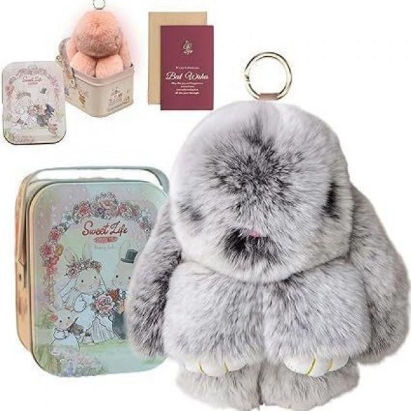 Bunnylulu Keychain with Box, Bunnylulu Keychain with Tin, Bunny Cute Plush Keychain