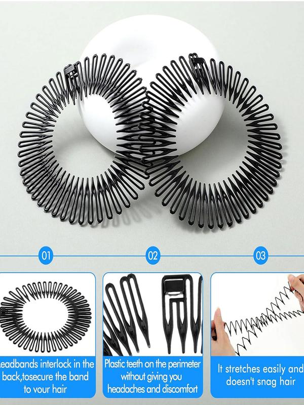 Solid Color Circular Stretch Comb Headbands Set, Hair Styling Set, Hair Styling Tool for Women & Girls, Fashion Hair Accessories for Daily Use