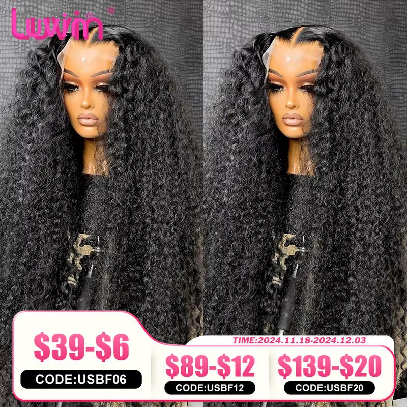 Luvin 40 42 Inch Deep Wave 13x6 HD Transparent Lace Frontal  Wigs 250% Remy13x4 Water Curly Front Wig For Women