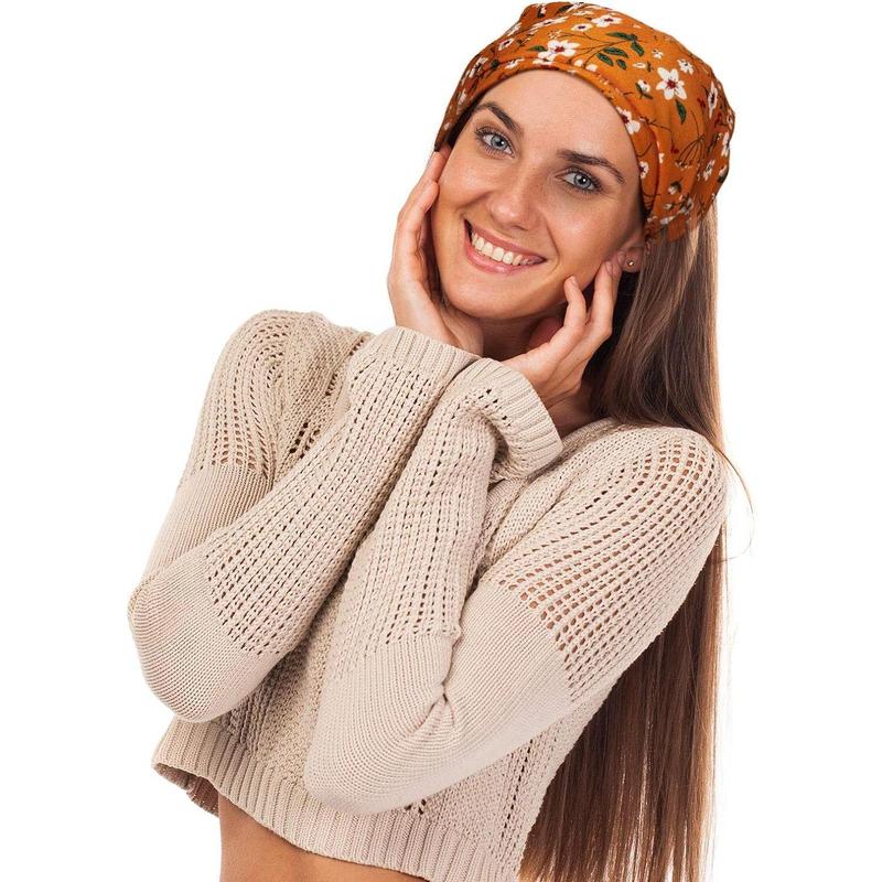 6 count Elastic Hair Scarf Headband Chiffon Head Kerchief Turban with Hair Clips for Women