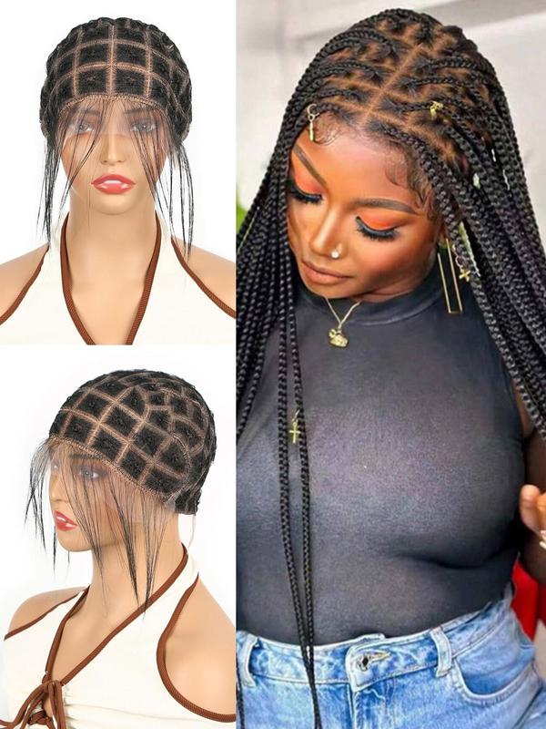 Breathable Lace Crochet Wig Cap, Natural Knots Braided Wig Cap for Braiding Full Lace Braided Wig, Glueless Crochet Wig Cap for Making Crochet Hair Braids Hairstyles