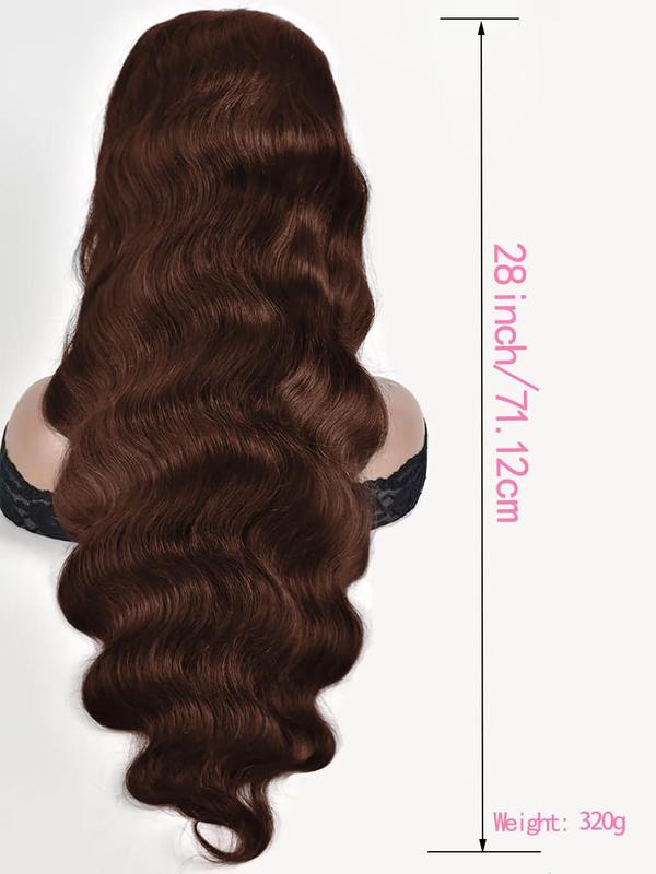 28 Inch Black Long Body Wavy Wigs for Women, Natural Looking Gorgeous Fluffy Wigs with Air Bangs, Synthetic Full Machine Wigs for Party Photography, Daily Use, Birthday Gifts