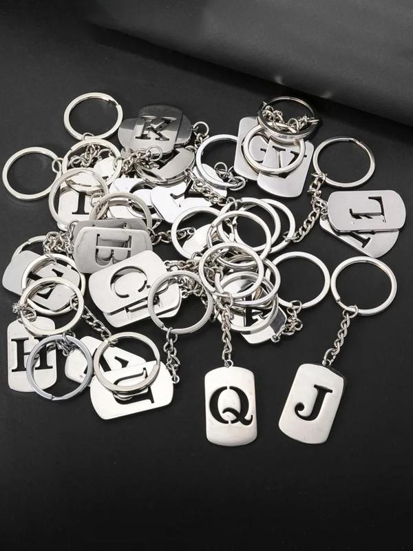 Letter Pattern Keychain, Stainless Steel Keychain for Women & Men, Fashion Accessories for Daily Use, Trendy All-match & Exquisite Keychain for Birthday Gift