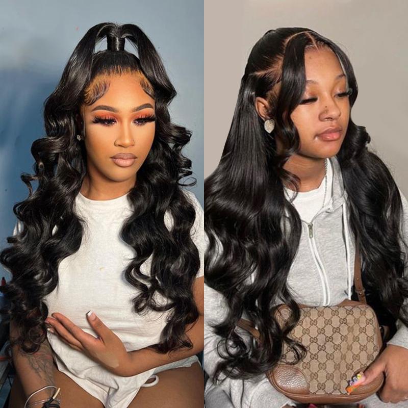 STERLY 13x6 Transparent Lace Body Wave Full Frontal Wigs 180%density