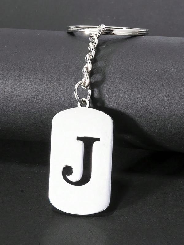 Letter Pattern Keychain, Stainless Steel Keychain for Women & Men, Fashion Accessories for Daily Use, Trendy All-match & Exquisite Keychain for Birthday Gift