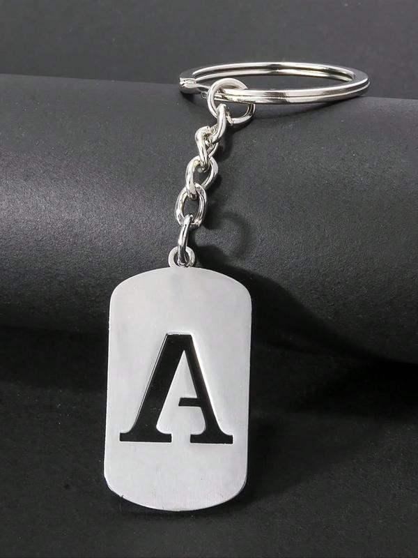 Letter Pattern Keychain, Stainless Steel Keychain for Women & Men, Fashion Accessories for Daily Use, Trendy All-match & Exquisite Keychain for Birthday Gift