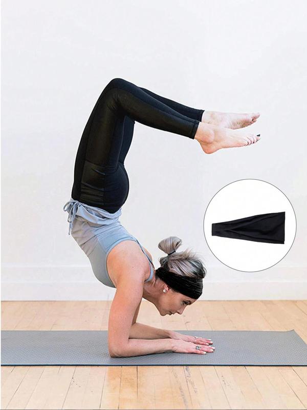 Solid Color High Stretch Wide Hair Band, Sweat-absorbing Hair Band, Elastic Hair Band for Running Gym Yoga Women Men