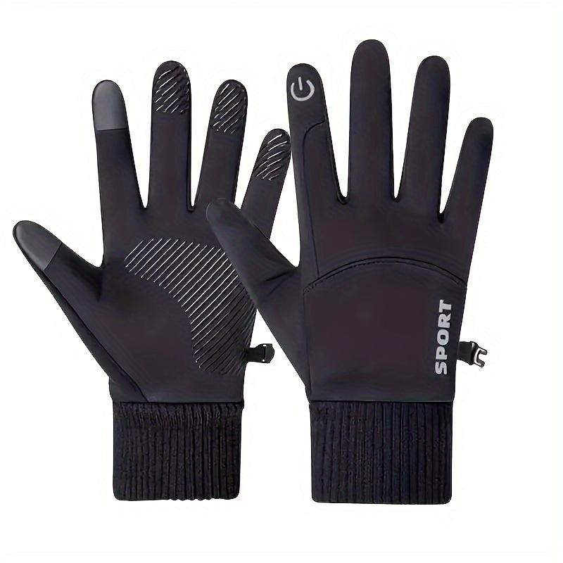 1 Pair Thermal Water-Resistant Touchscreen Winter Gloves - Cold Weather Gloves with Preppy Style, Polyester Knit Fabric, Ideal for Driving, Running, Cycling, and Outdoor Activities in Freezing Conditions