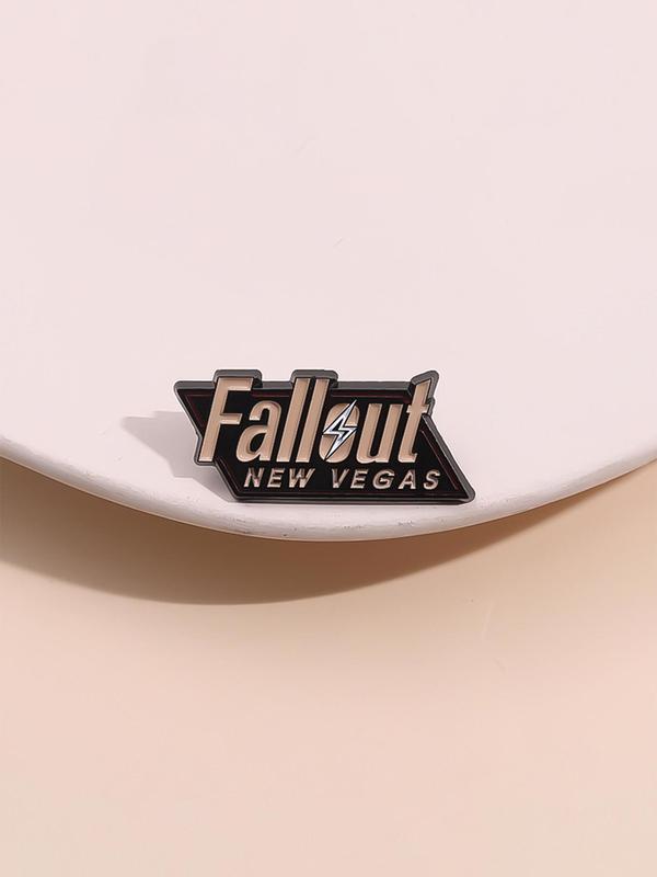 Fallout Letter Design Brooch, 2024 New Style Enamel Pin Suitable for Backpacks, Jeans, Scarves, Hats Decoration, Trendy All-match & Exquisite Brooch for Birthday Gift