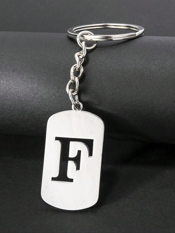 Letter Pattern Keychain, Stainless Steel Keychain for Women & Men, Fashion Accessories for Daily Use, Trendy All-match & Exquisite Keychain for Birthday Gift