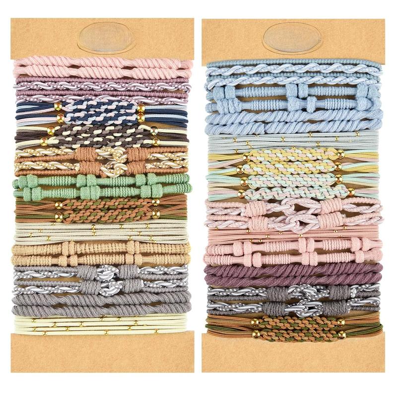 Hair Ties for Women, 48 count Boho Hair Accessories 5 Styles 20 Colors Hair Ties Bracelets No  for Thick Hair