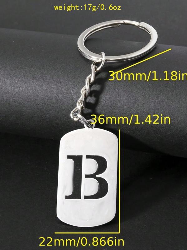 Letter Pattern Keychain, Stainless Steel Keychain for Women & Men, Fashion Accessories for Daily Use, Trendy All-match & Exquisite Keychain for Birthday Gift