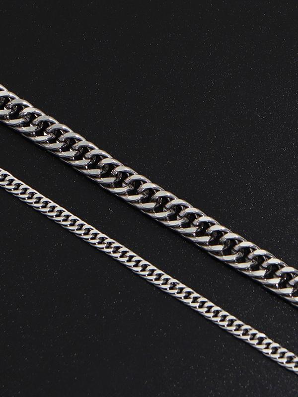 Men's Simple Plain Stainless Steel Link Matching Bracelets, Summer Fashionable Bracelet for Men, Trendy All-match & Exquisite Jewelry for Birthday Gift