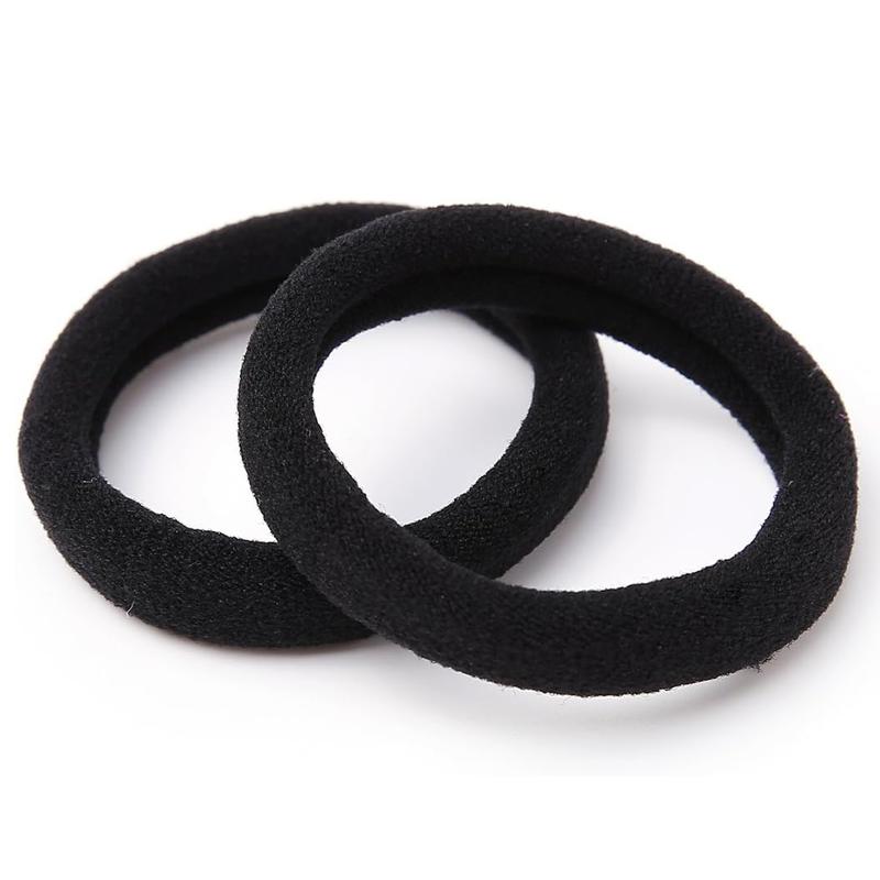 CHAOEE Scrunchies Elastic Hair Rubber Bands for Girls Women, Ponytail Holder, Hair Ties for Buns (Black), Pack of 2Pcs