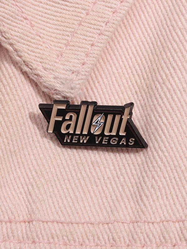 Fallout Letter Design Brooch, 2024 New Style Enamel Pin Suitable for Backpacks, Jeans, Scarves, Hats Decoration, Trendy All-match & Exquisite Brooch for Birthday Gift