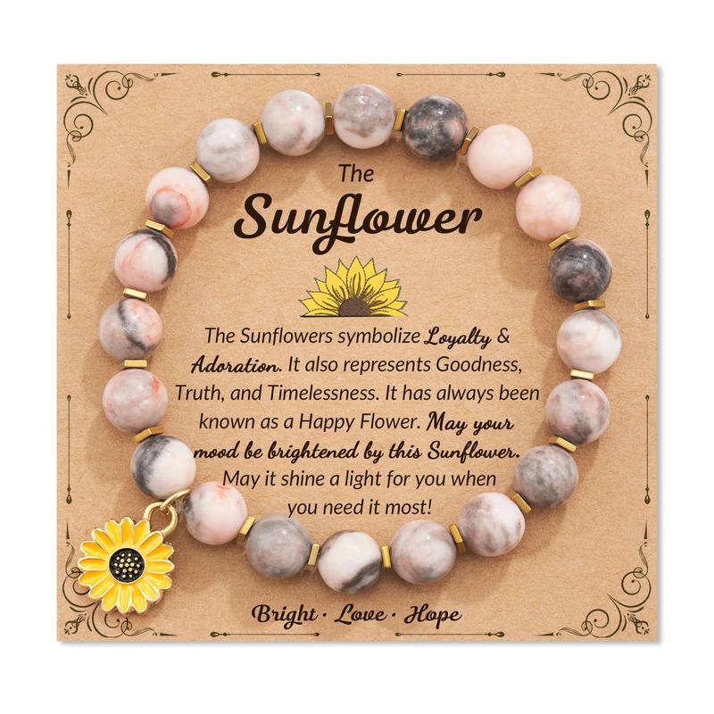 Sunflower Gifts for Women, Sunflower Bracelet Jewelry Inspirational Gifts for Birthday Christmas Women Adults