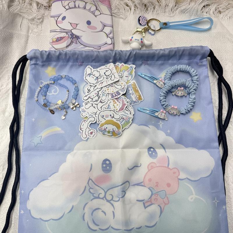 Cinnamoroll Kawaii Set, Coin Bag, Drawstring Bag, Keychain, Stickers, Button Pins, Charm Bracelet, Hairpins and Headbands zip cardcase coin pouch coinpurse