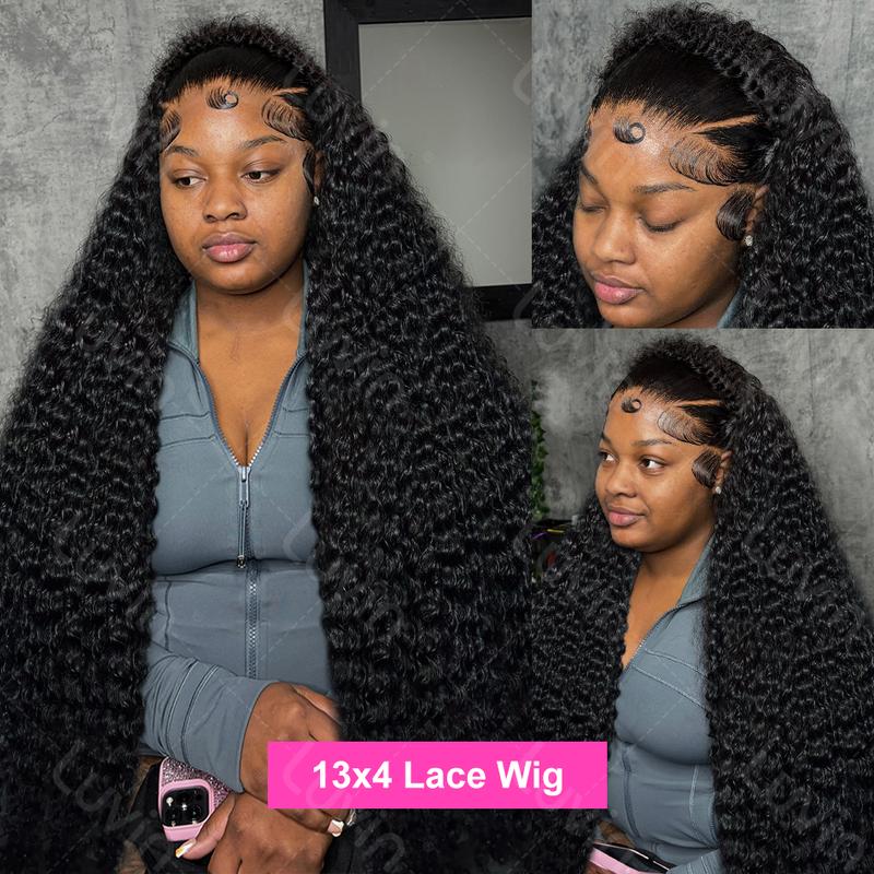 Luvin 40 42 Inch Deep Wave 13x6 HD Transparent Lace Frontal  Wigs 250% Remy13x4 Water Curly Front Wig For Women