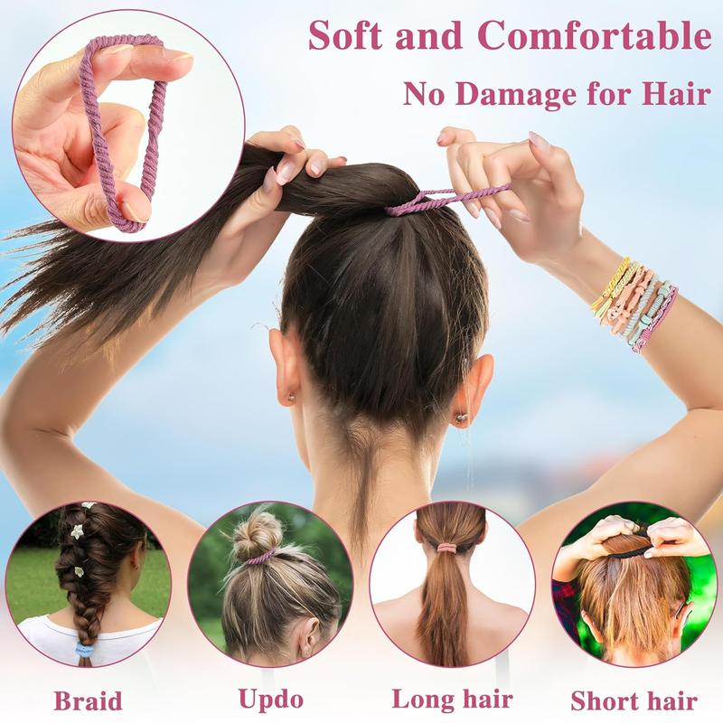 Hair Ties for Women, 48 count Boho Hair Accessories 5 Styles 20 Colors Hair Ties Bracelets No  for Thick Hair