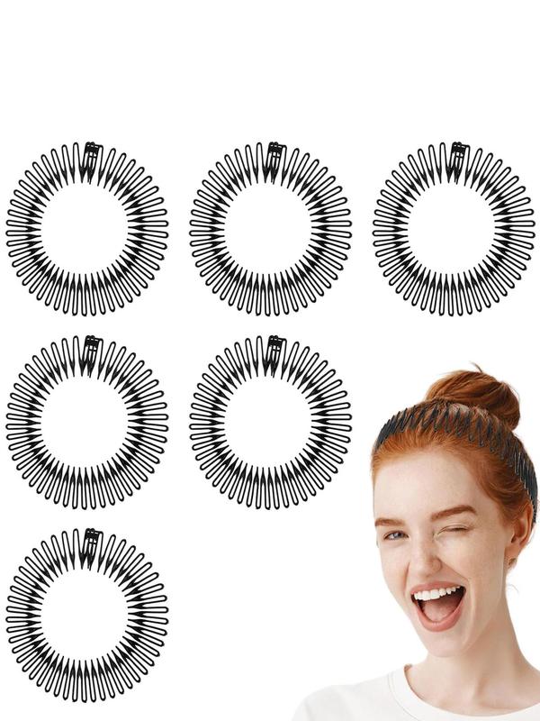 Solid Color Circular Stretch Comb Headbands Set, Hair Styling Set, Hair Styling Tool for Women & Girls, Fashion Hair Accessories for Daily Use