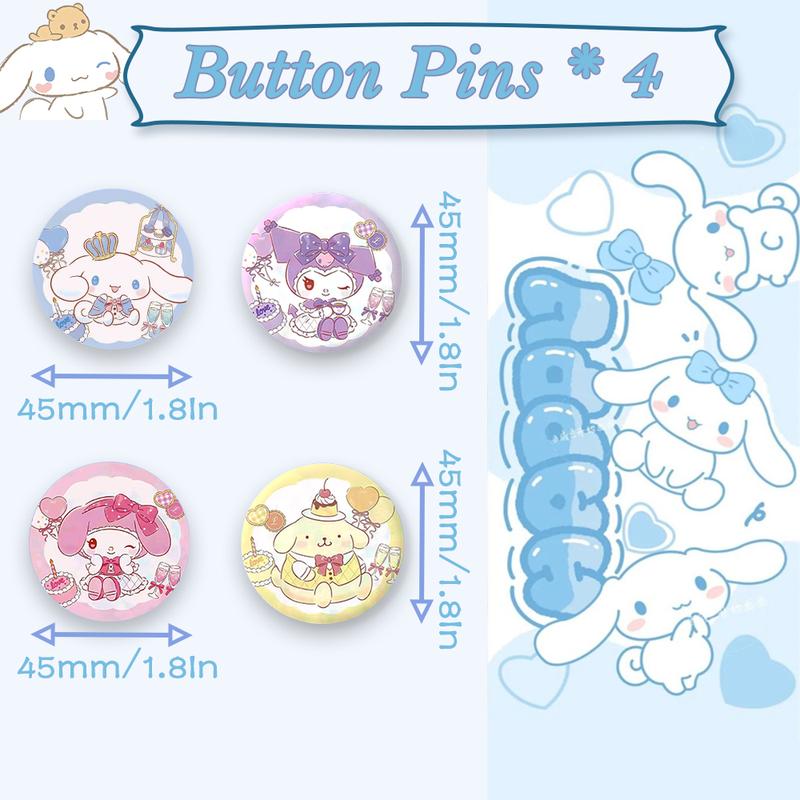 Cinnamoroll Kawaii Set, Coin Bag, Drawstring Bag, Keychain, Stickers, Button Pins, Charm Bracelet, Hairpins and Headbands zip cardcase coin pouch coinpurse