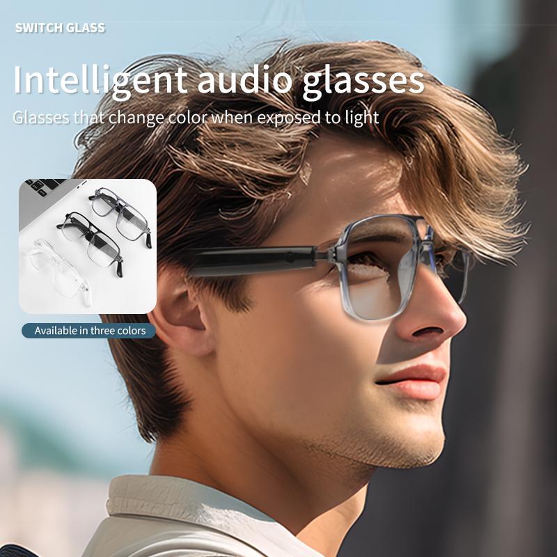 Multifunctional Wireless Smart Glasses, Touch Control Fashion UV Change Clear Lens Glasses, Wireless Audio Eyewear Glasses for Office, Outdoor, Sports, Driving, Smart & Wearable Devices