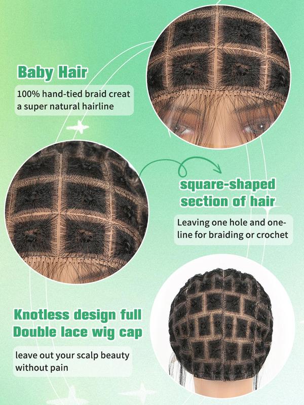 Breathable Lace Crochet Wig Cap, Natural Knots Braided Wig Cap for Braiding Full Lace Braided Wig, Glueless Crochet Wig Cap for Making Crochet Hair Braids Hairstyles