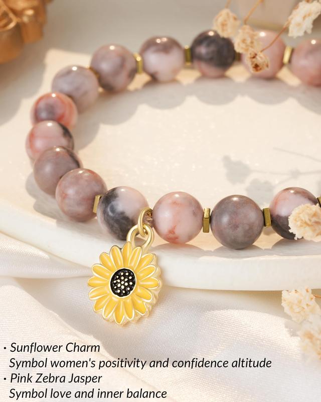 Sunflower Gifts for Women, Sunflower Bracelet Jewelry Inspirational Gifts for Birthday Christmas Women Adults