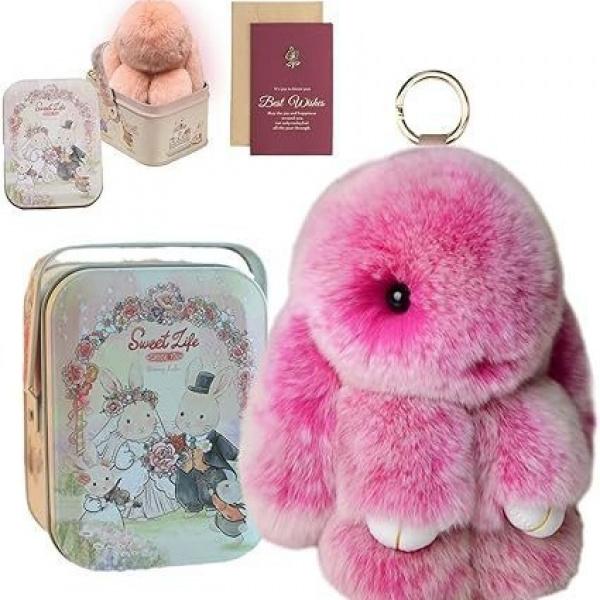 Bunnylulu Keychain with Box, Bunnylulu Keychain with Tin, Bunny Cute Plush Keychain