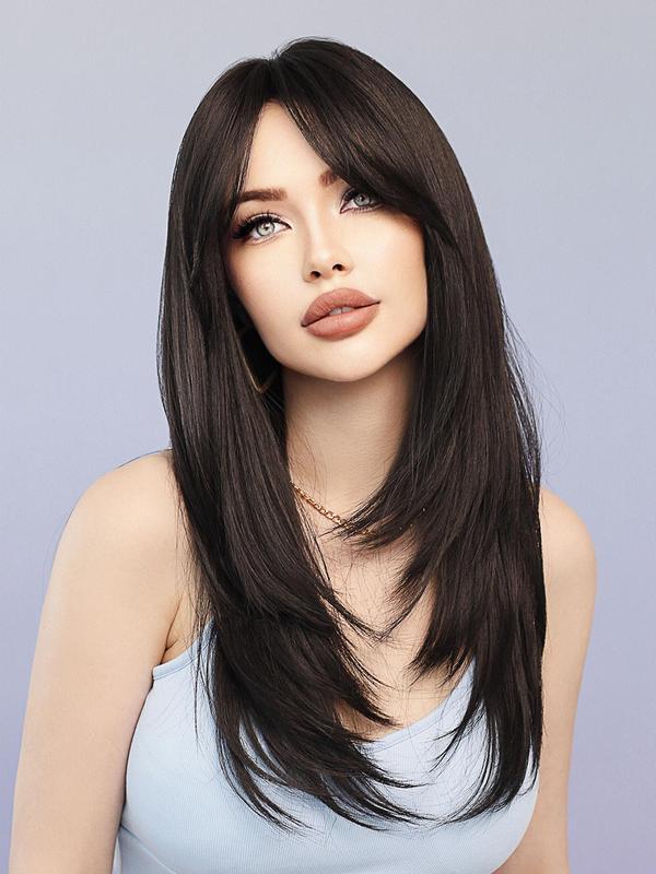 24 Inch Long Straight Synthetic without Bangs, Gorgeous Fluffy Wigs for Women, Natural Looking Synthetic Full Machine Wigs for Party, Daily Use, National Day Offers