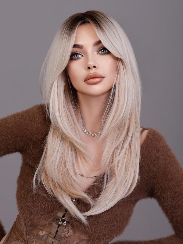 24 Inch Long Straight Synthetic without Bangs, Gorgeous Fluffy Wigs for Women, Natural Looking Synthetic Full Machine Wigs for Party, Daily Use, National Day Offers