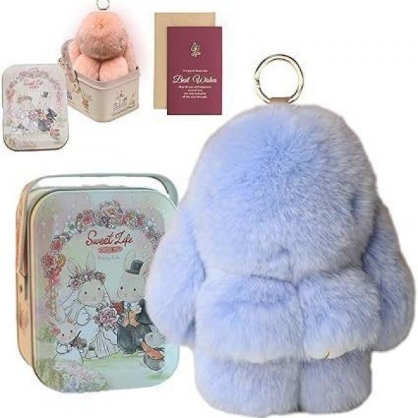 Bunnylulu Keychain with Box, Bunnylulu Keychain with Tin, Bunny Cute Plush Keychain