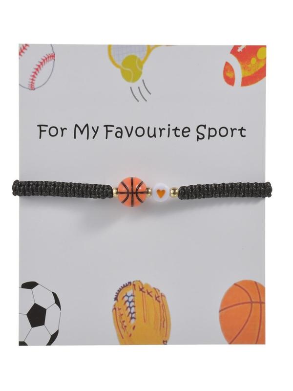 Basketball Beaded Decor Braided Bracelet, Fashionable Adjustable Bracelet for Men & Women for Party, Daily Decor, Trendy All-match & Exquisite Jewelry for Birthday Gift